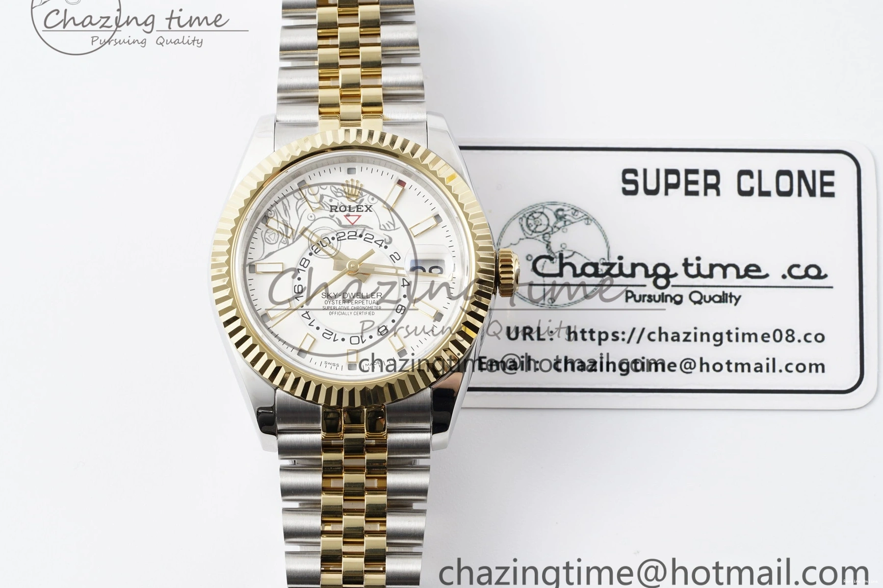0512 Skydweller SS YG Noob Best Edition White Dial on SS YG Jubilee Bracelet A23J FastDry 2125